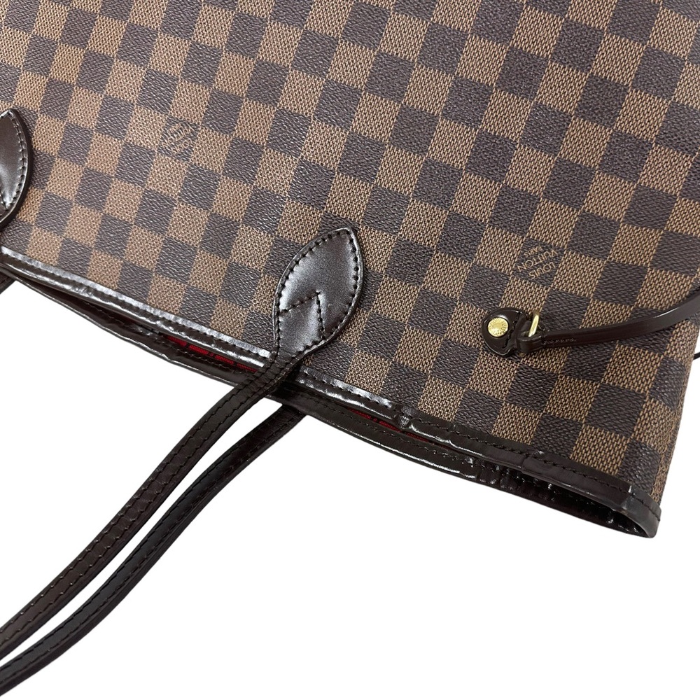 Authentic✅ LOUIS VUITTON Damier Ebene Neverfull MM Tote Bag Red - Picture 7 of 16